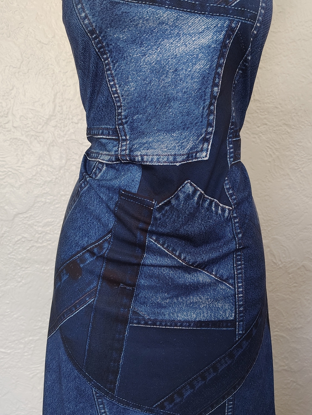 Shein Curve "Blue Denim"  Print Women’s Jeans Dress Sz 3xl